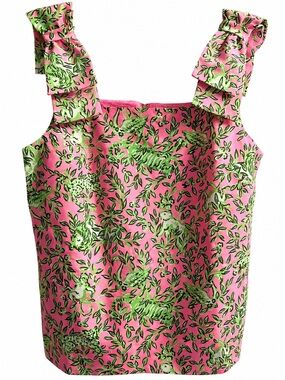 Lilly Pulitzer Anders Tunic Blouse sz 16 Rousseau Pink Mane Character Energy